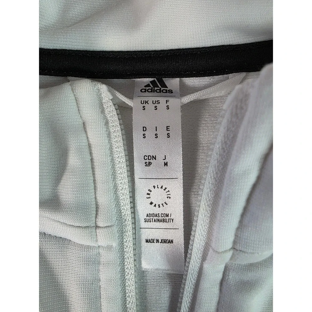 Adidas Mens White Black 3 Stripe Full Zip Track Jacket Small